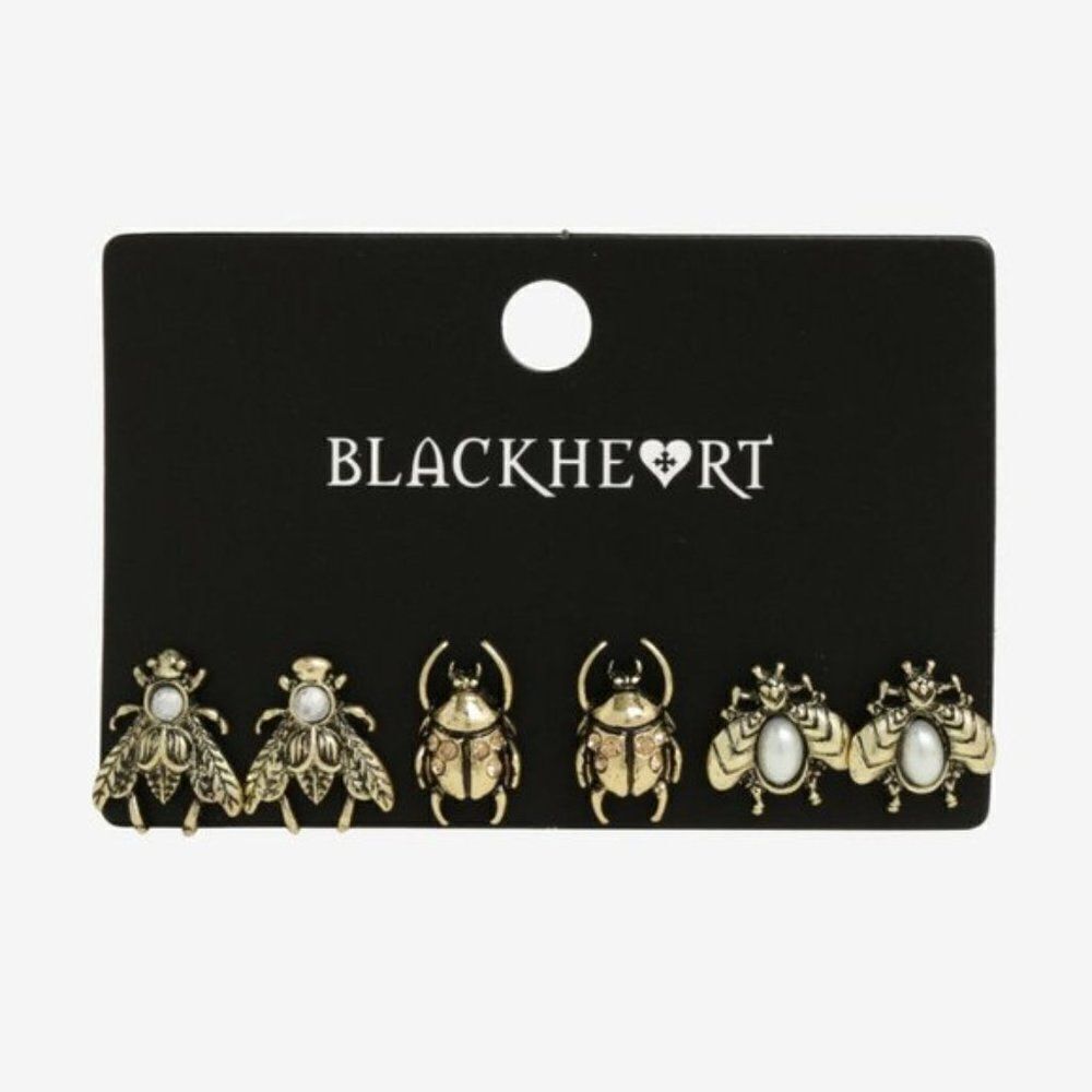 Blackheart Antique Style Bronze Insect Earring set - Picture 2 of 2